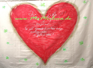 Hochzeitsherz, Hertztuch zum Hochzeitsbrauch, Hochzeitsspiele, Herz ausschneiden